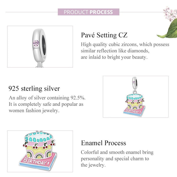 925 Sterling Silver Cherry Cake Pendant For Bracelet Or Necklace Charms & Pendants