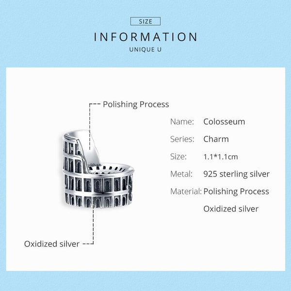 925 Sterling Silver Colosseum Beads For Diy Bracelets & Necklaces Charms & Pendants