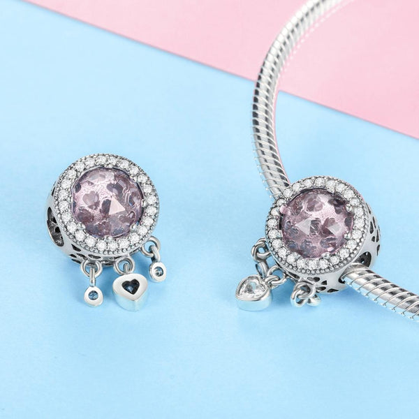 925 Sterling Silver Brilliant Heart Beads For Diy Bracelets & Necklaces Charms & Pendants