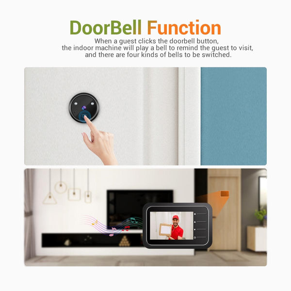2.4 Digital Door Viewer With Night Vision Tf Card Slot Photo & Video Capture Smart Doorbells