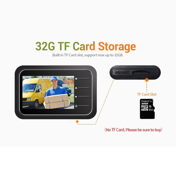 2.4 Digital Door Viewer With Night Vision Tf Card Slot Photo & Video Capture Smart Doorbells