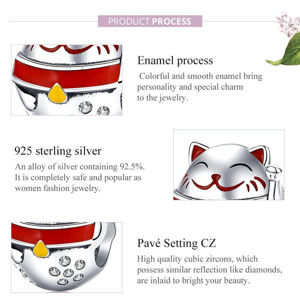 925 Sterling Silver Fortune Cat Beads Diy Bracelets & Necklaces Charms & Pendants