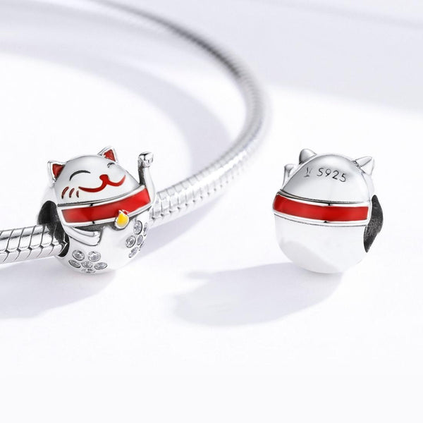 925 Sterling Silver Fortune Cat Beads Diy Bracelets & Necklaces Charms & Pendants