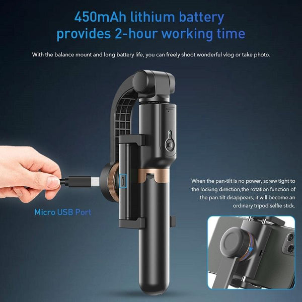 Multifunctional Mobile Phone Gimbal Stabilizer With Live Video And Selfie Stick Selfie Sticks