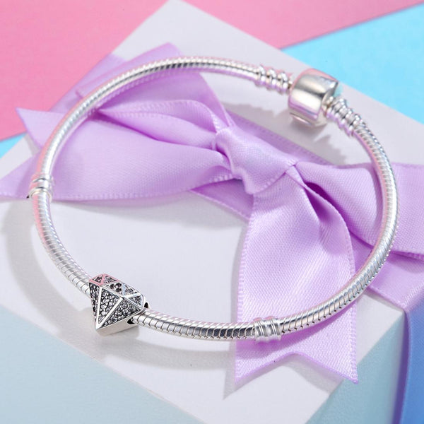 925 Sterling Silver Love Diamond Beads For Diy Bracelet Charms & Pendants