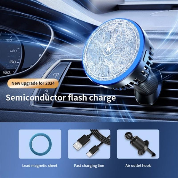 Wireless Mag Netic Car Vent Charger With Colourful Light Phone Charging Stand Placeholder