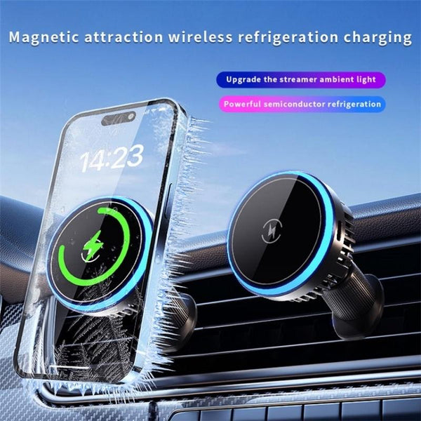 Wireless Mag Netic Car Vent Charger With Colourful Light Phone Charging Stand Placeholder