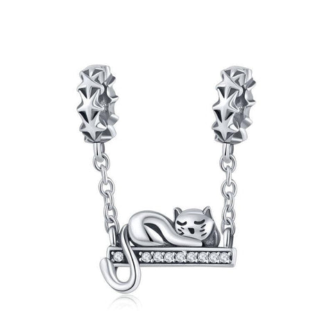 925 Sterling Silver Adorable Cat Pendant Necklace Charms & Pendants