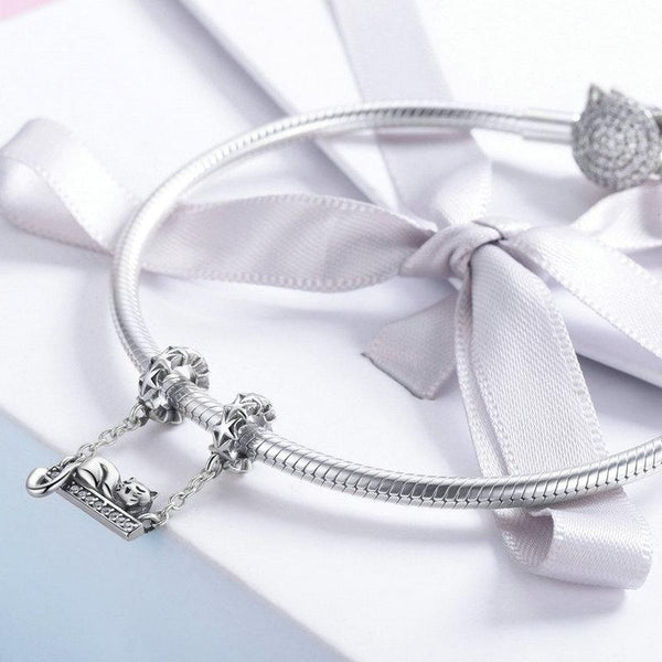 925 Sterling Silver Adorable Cat Pendant Necklace Charms & Pendants