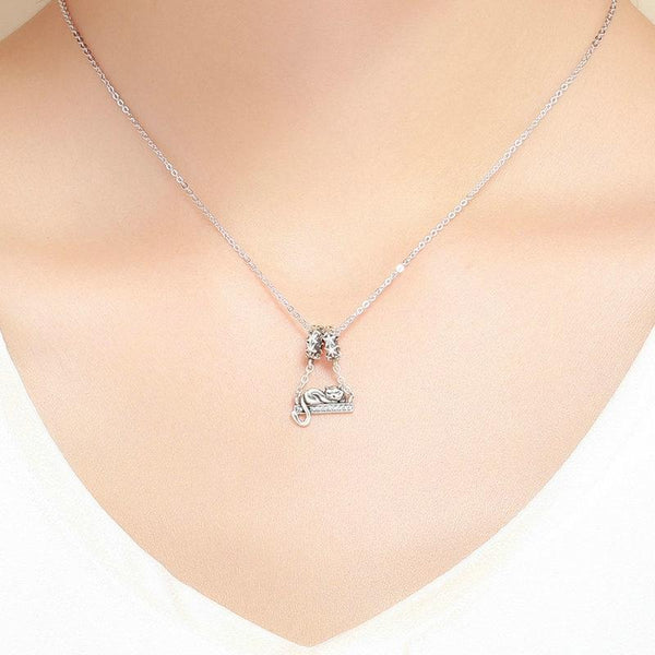 925 Sterling Silver Adorable Cat Pendant Necklace Charms & Pendants