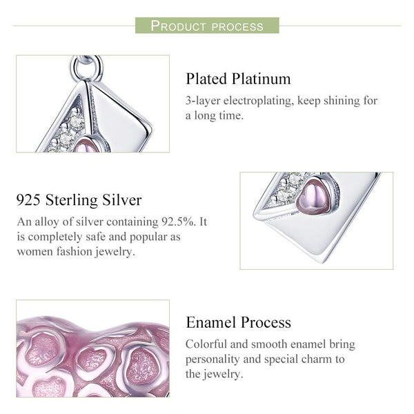 925 Sterling Silver Romantic Love Letter Heart Bracelet With Zirconium Diamond Beads Charms & Pendants