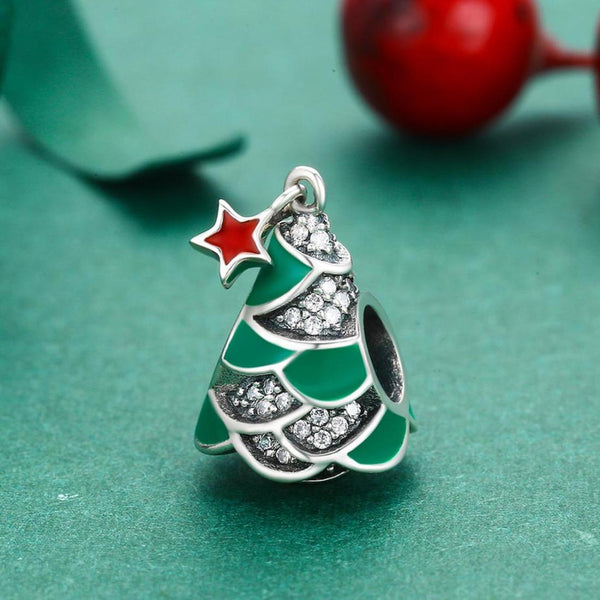 925 Sterling Silver Christmas Tree Bead Pendant For Diy Bracelets & Necklaces Charms & Pendants