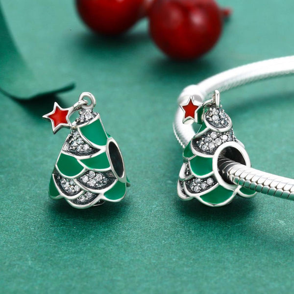 925 Sterling Silver Christmas Tree Bead Pendant For Diy Bracelets & Necklaces Charms & Pendants