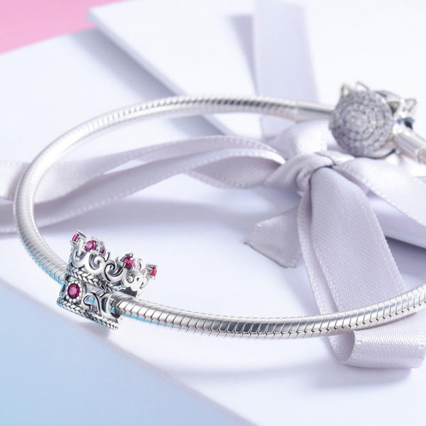 925 Sterling Silver Red Crown Beads For Diy Bracelets Charms & Pendants