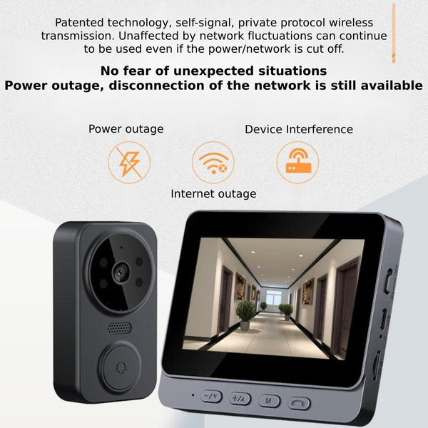2.4G Wireless Doorbell With 4.3 Ips Screen And Night Vision Camera Smart Doorbells