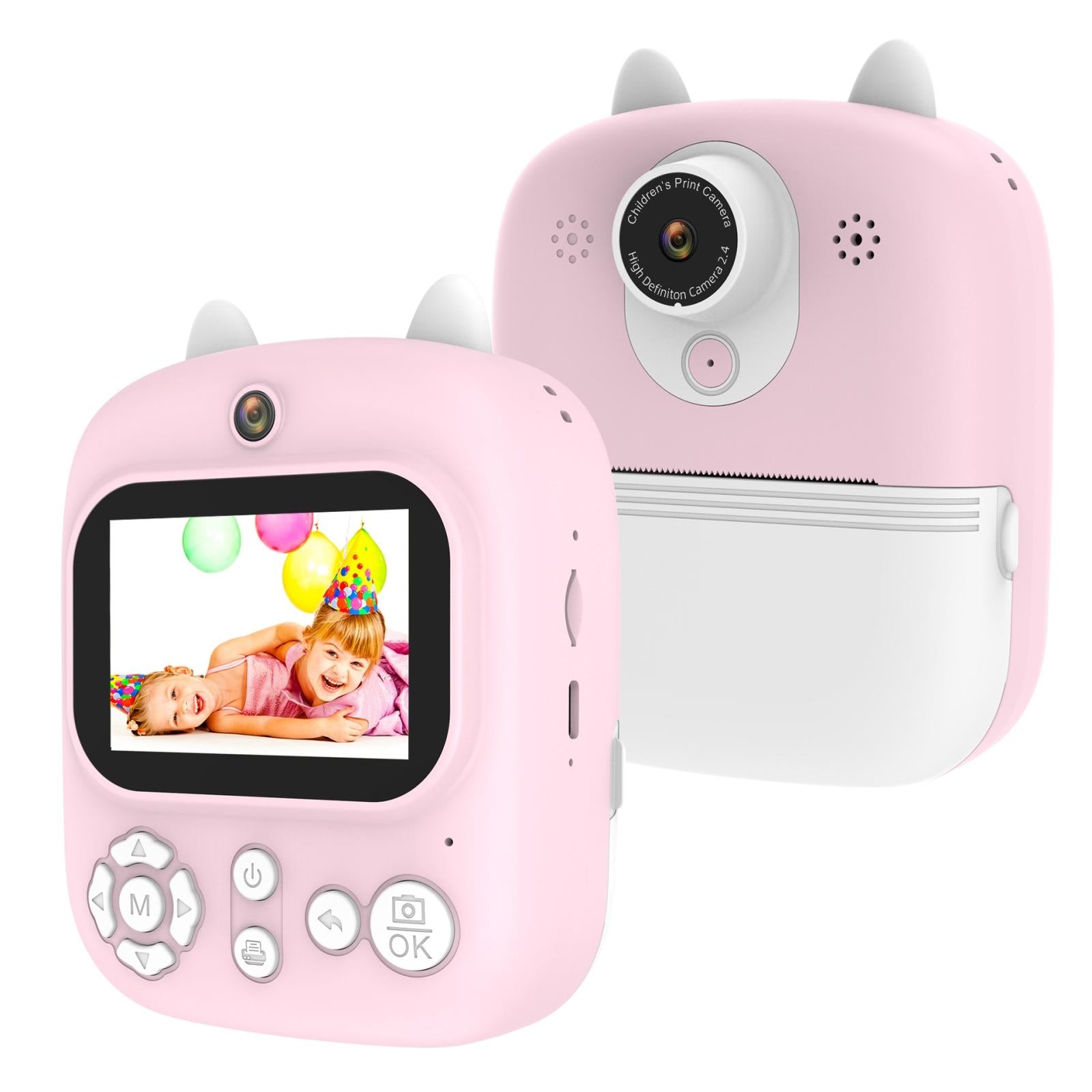 32G Instant Camera With 2.4 Display & Card Reader For Kids 1200W Pink Digital Cameras