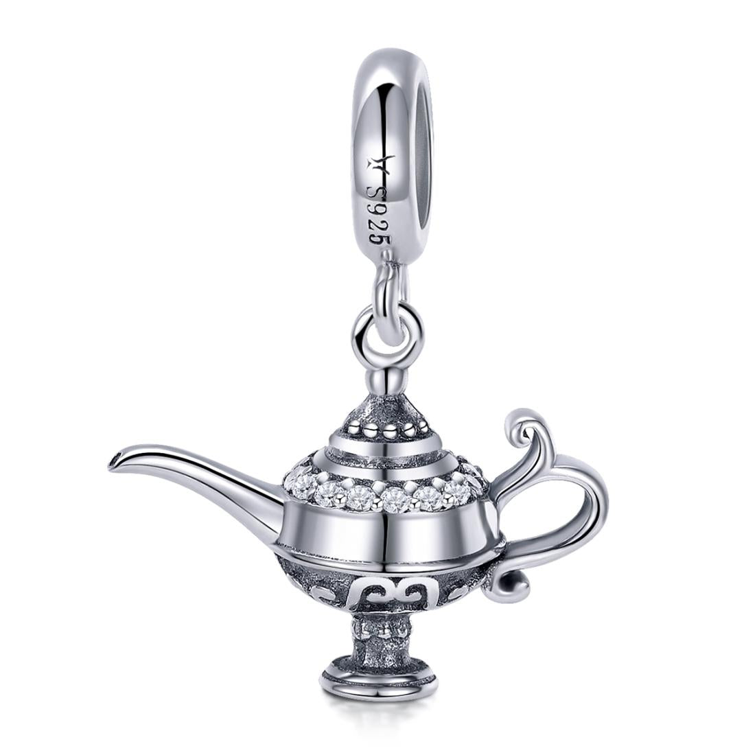 925 Sterling Silver Beaded Magic Lamp Bracelet Charm Charms & Pendants