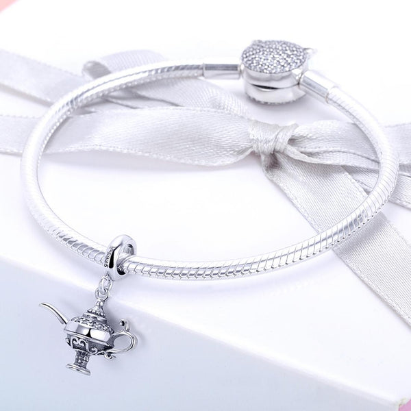 925 Sterling Silver Beaded Magic Lamp Bracelet Charm Charms & Pendants