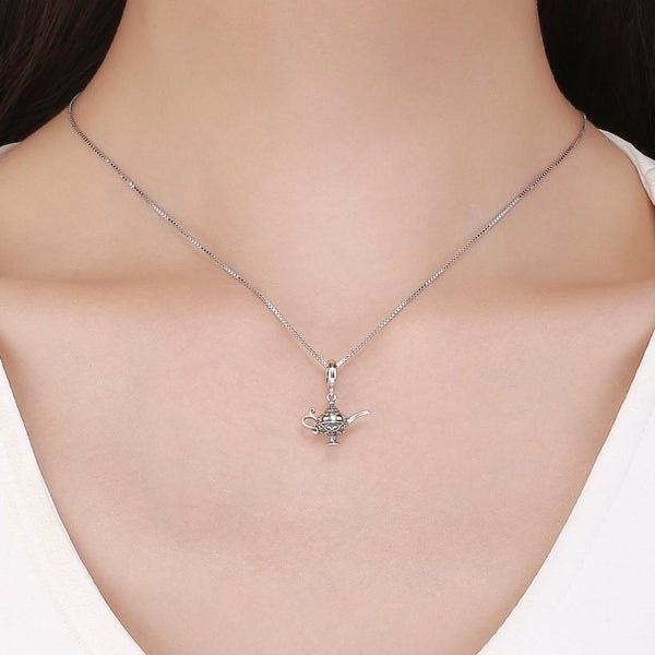 925 Sterling Silver Beaded Magic Lamp Bracelet Charm Charms & Pendants