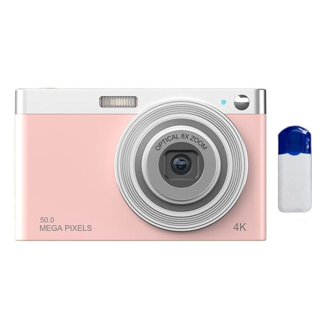 4K Eight Times Optical Zoom Telescopic Lens Digital Camera With Card Reader Pink Digital Cameras