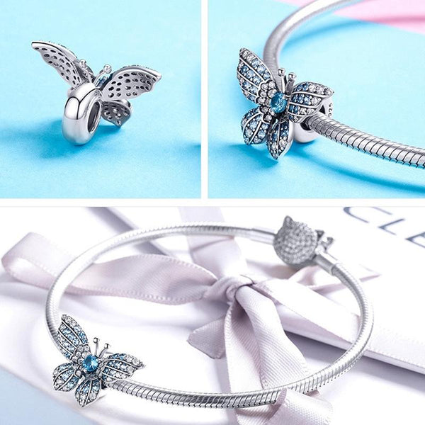 925 Sterling Silver Diy Butterfly Bracelet With Pearl Accents Bsc061 Charms & Pendants