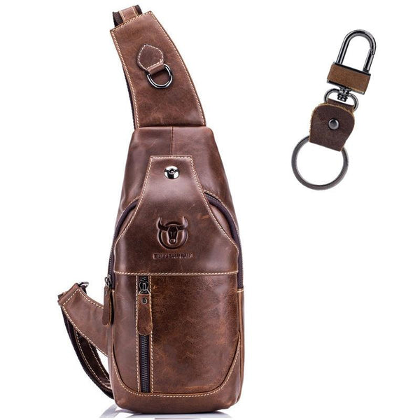 Retro Leather Crossbody Chest Bag Chestnut Brown + Buckle Bags