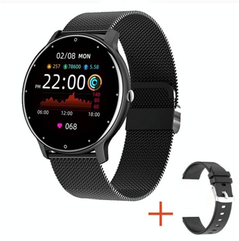 Smart Watch Heart Rate Blood Oxygen Pressure Monitoring Bluetooth Calling Mesh Black Smart Watches