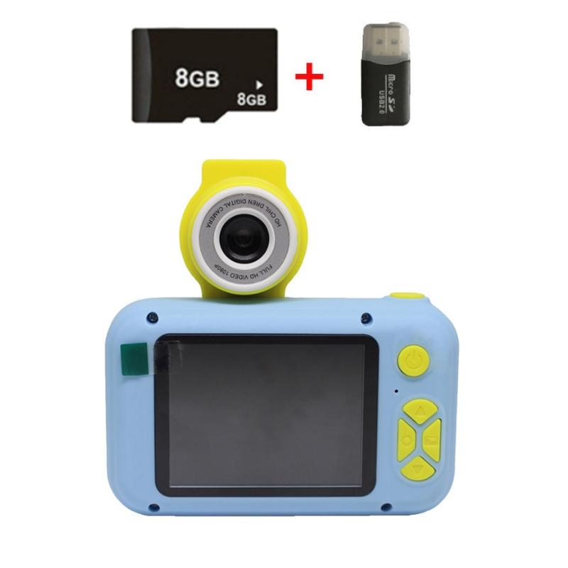 Reversible Mini Hd Child Camera With 8G Card Reader Blue Digital Cameras