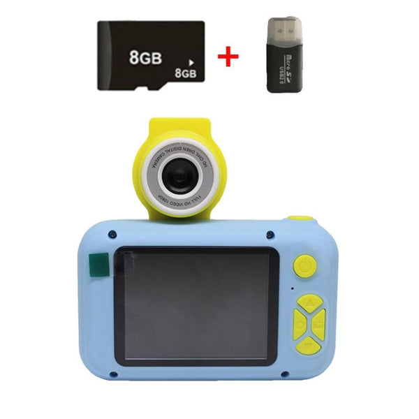 Reversible Mini Hd Child Camera With 8G Card Reader Blue Digital Cameras