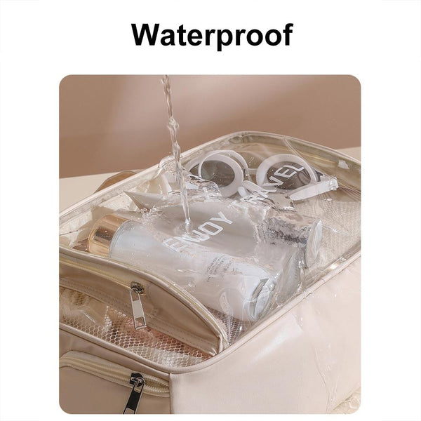 Waterproof Beach Bag For Toiletries & Cosmetics Travel Swim Use Beige L Size Dry Bags