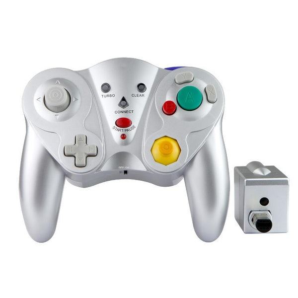 Silver Wireless Gamepad For Nintendo Ngc Controllers & Attachments