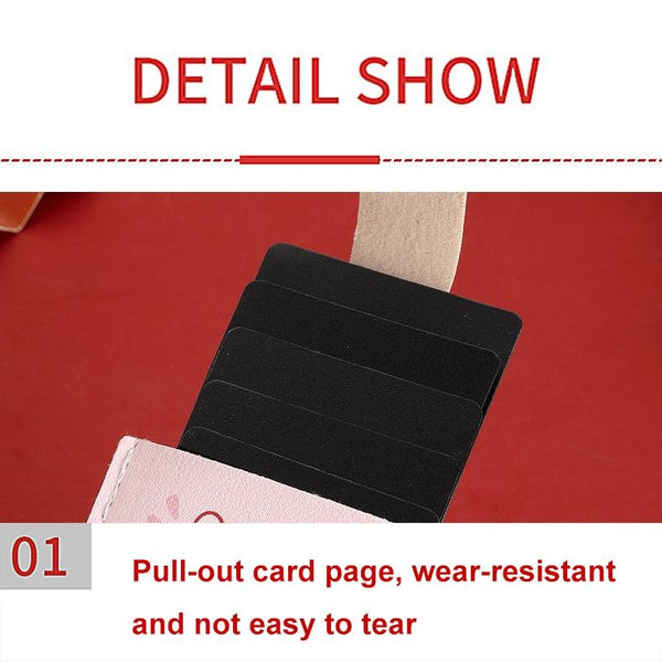 Large Capacity Pull Out Card Holder Pink Puppy Wallets