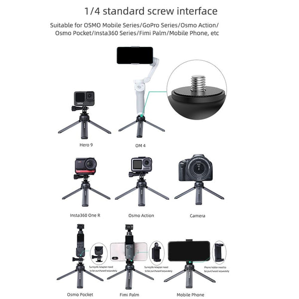 Aluminum Alloy Mini Tripod For Insta360 Go Dji Action And Gopro Cameras Tripods & Monopods