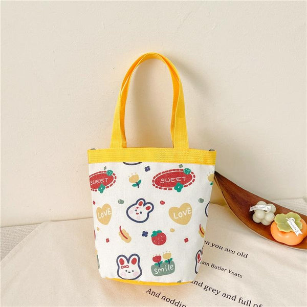 Cartoon Graffiti Bento Bag Cute Canvas Handbag Model 1 Yellow Women's Bags & Handbags