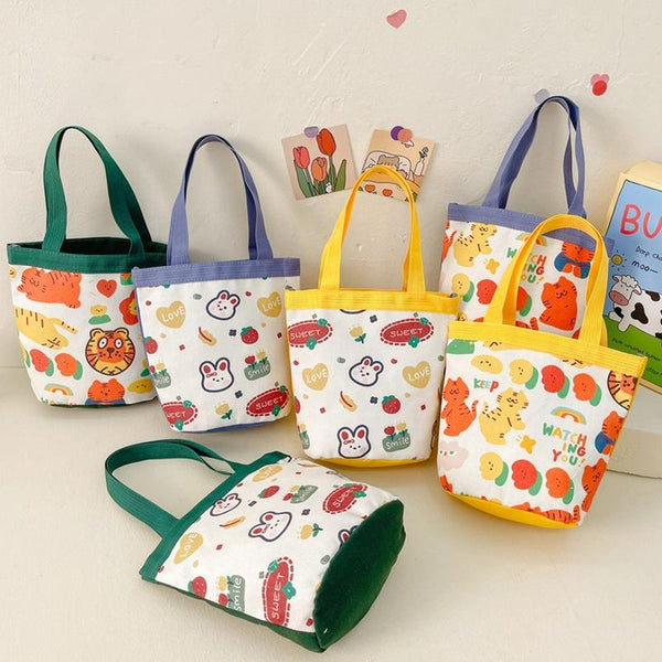 Cartoon Graffiti Bento Bag Cute Canvas Handbag Model 1 Yellow Women's Bags & Handbags