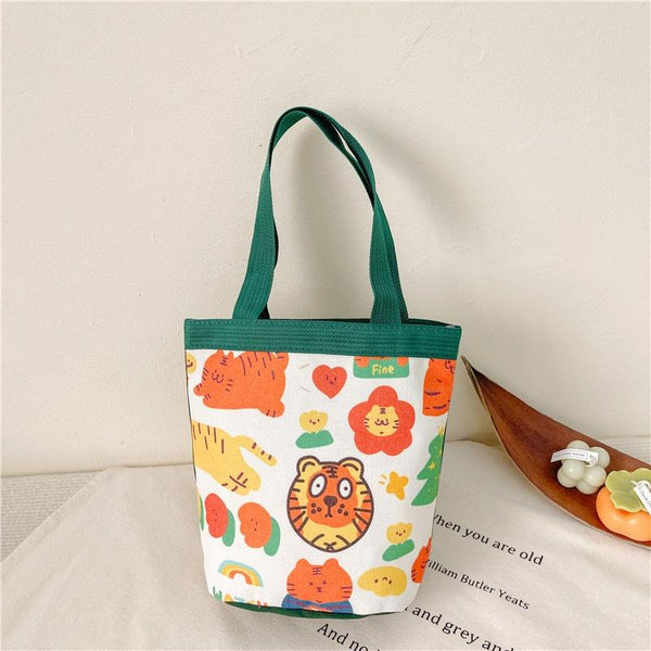 Cartoon Graffiti Bento Bag Cute Canvas Handbag Model 1 Yellow Women's Bags & Handbags