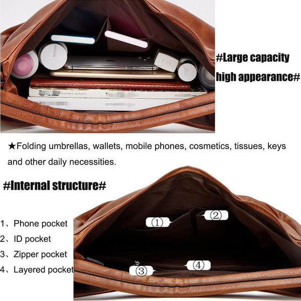 Large Capacity Pu Leather Tote Bag Black 2 In 1 Other Luggage