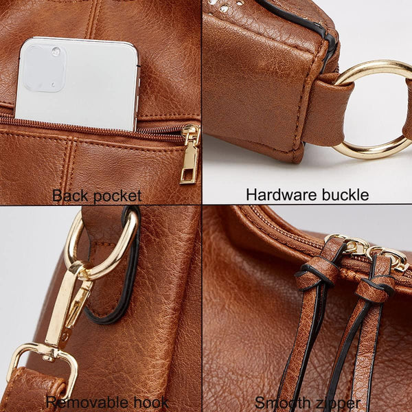 Large Capacity Pu Leather Tote Bag Black 2 In 1 Other Luggage