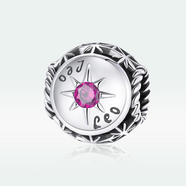 925 Sterling Silver Zodiac Zircon Bead Bracelet / Necklace Set Leo Style Charms & Pendants