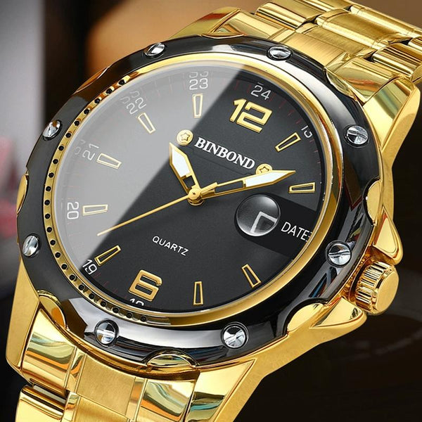 Waterproof Luminous Quartz Watch For Outdoor Black Steel White Nail Watches