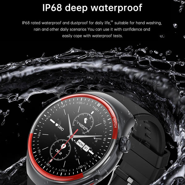 Smart Round Screen Watch With Bt Call And Health Tracking Leather Black Smart Watches