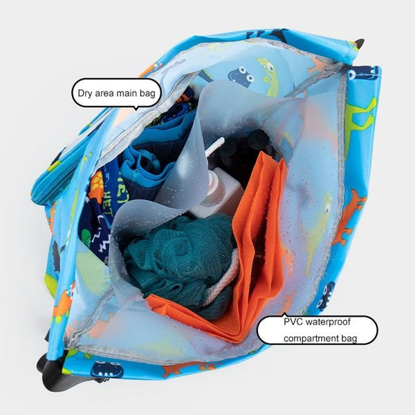 Blue Waterproof Drawstring Beach Bag S Wet Dry Separation Kids Shoulder Strap Backpacks & Bags