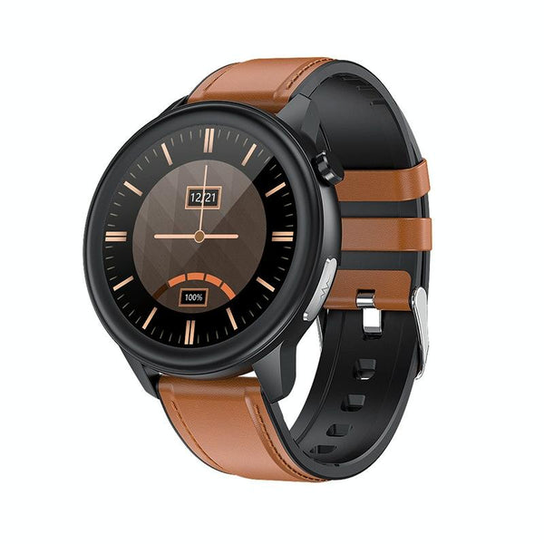 1.3 Inch Heart Rate Smart Watch Brown Leather Smart Watches