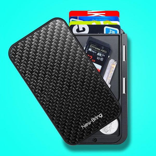 Rfid Blocking Metal Card Holder Automatic Shift Business Case Carbon Fiber Business Card Holders