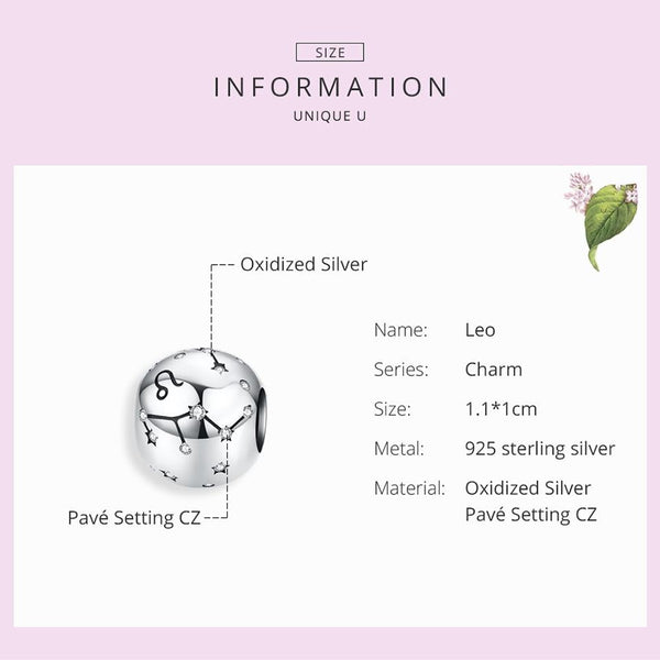 925 Sterling Silver Diy Zodiac Bracelet Beads Leo Style Charms & Pendants