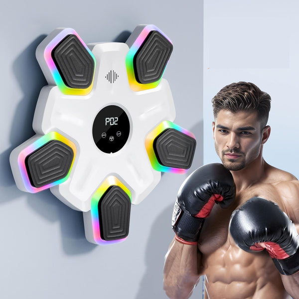 Bluetooth Music Boxing Machine 4 Modes 9 Speeds Colourful Lights With Kids Gloves Black Punching Bags