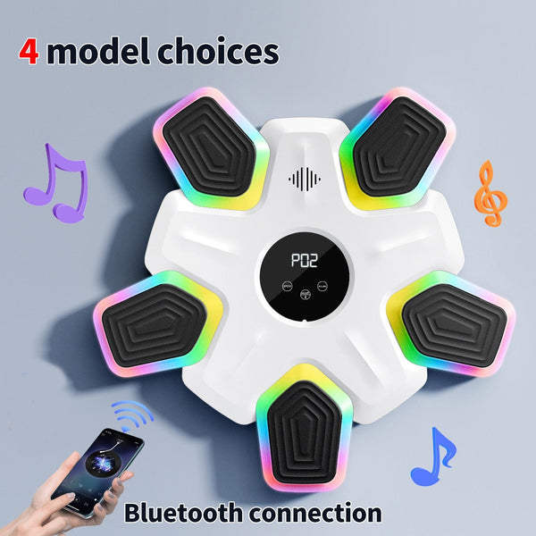 Bluetooth Music Boxing Machine 4 Modes 9 Speeds Colourful Lights With Kids Gloves Black Punching Bags