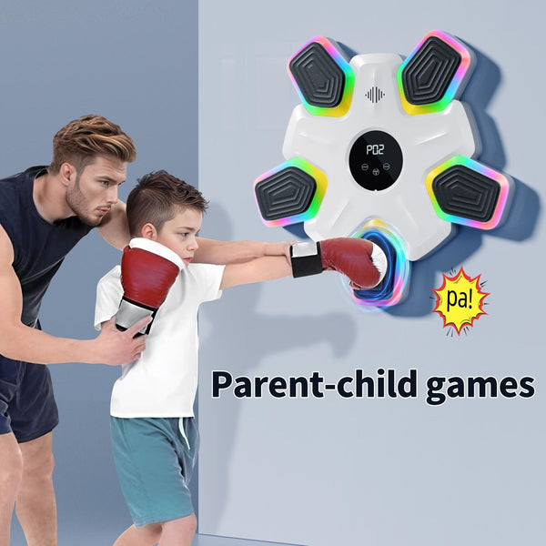 Bluetooth Music Boxing Machine 4 Modes 9 Speeds Colourful Lights With Kids Gloves Black Punching Bags
