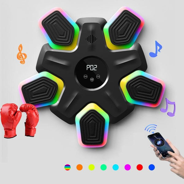 Bluetooth Music Boxing Machine 4 Modes 9 Speeds Colourful Lights With Kids Gloves Black Punching Bags