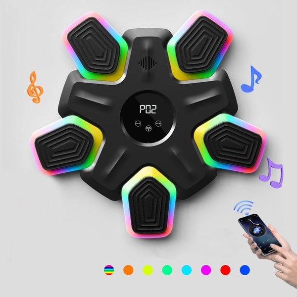 Bluetooth Music Boxing Machine 4 Modes 9 Speeds Colourful Lights With Kids Gloves Black Punching Bags